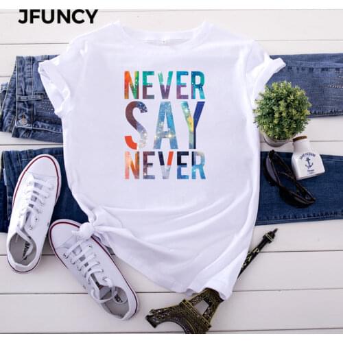 JFUNCY Plus Size 4XL 5XL Women T Shirts Female T-Shirt Summer Harajuku Graphic Tees Tops 100% Cotton Short Sleeve Woman Tshirt