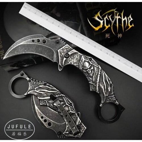 JUFULE Original design Deadpool Karambit folding camping pocket Survival EDC tool Tactical outdoor hunting flipper kitchen knife