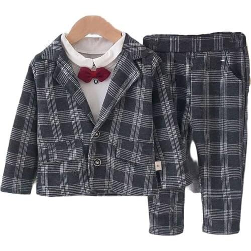 New Spring Autumn Boy Striped Costume Kids Coat Shirt Pants Toddler Fashion Clothes Children Casual Turn-down Collar Tracksuits