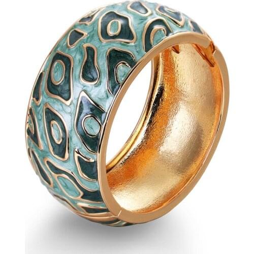 ORNAPEADIA Hot-selling Bracelet Womens Fashion Color Matching Drum-shaped Retro Dripping Oil Bracelet with Gold and Stone