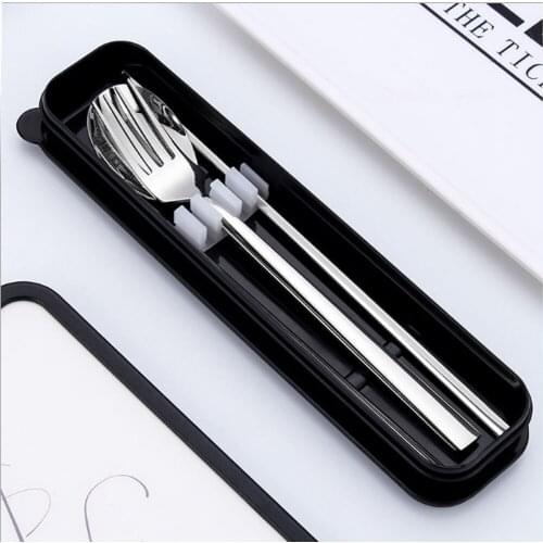 Stainless Steel Spoon Fork Chopsticks Student Portable Tableware Travel Set Public Spoon Chopsticks