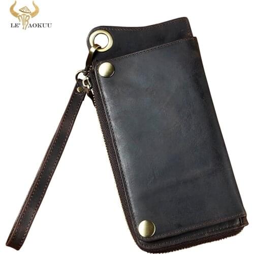 Fashion Male Organizer Leather Design Animal Emboss Checkbook Chain Zipper Pocket Wallet Purse Clutch Phone Sleeve Men ck001-1-d