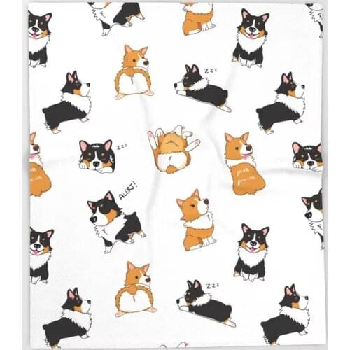 Dog Animal Cartoon Throw Blanket Cute Kids Design Corgi Pawty Blankets for Beds Christmas Decorations for Home