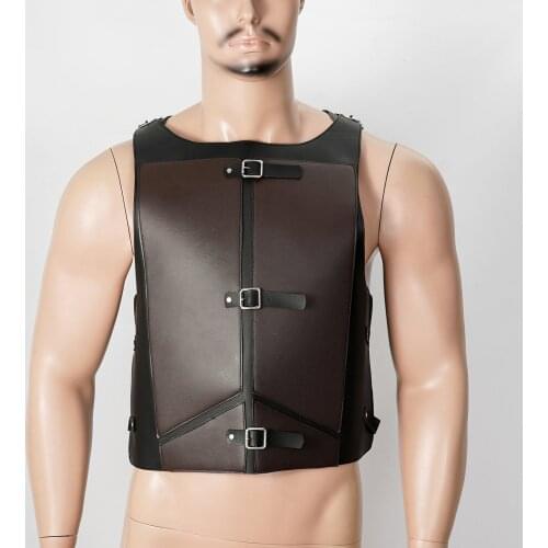 Men Body Chest Harness Armor Retro Medieval Knight Armour Vest Exotic Leather Fencing Crop Top Cosplay Sleeveless Equestrian Top