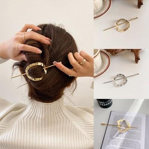 MYZW Woman Metal Hair Sticks Gold Silver Hairpins Korean Style Hair Clips Women Hair Accessories Hairgrip Barrettes