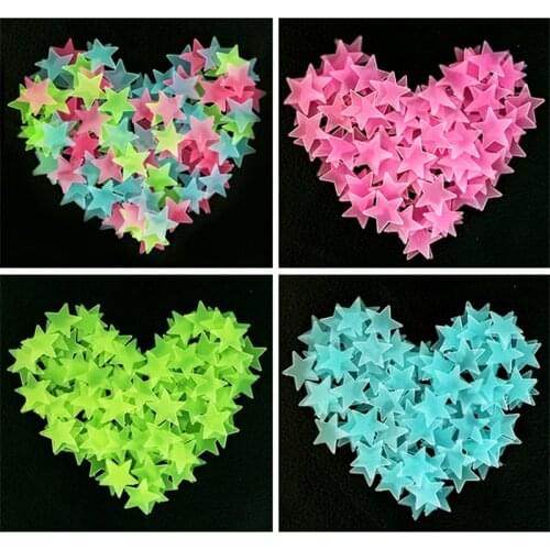 50pcs/bag 3cm Glow in the Dark Toys Luminous Star Stickers Bedroom Sofa Fluorescent Painting Toy PVC Stickers for Kids Room
