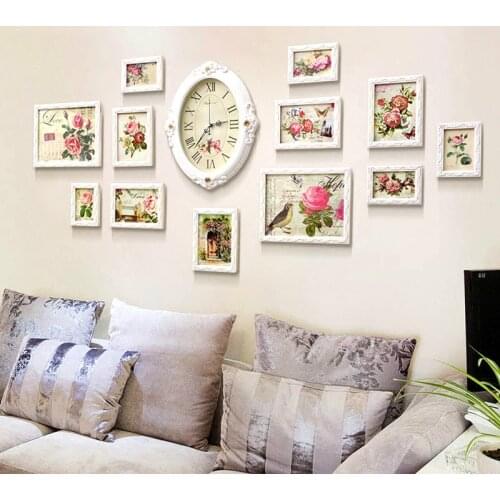 Wall clock photo wall contracted and contemporary sitting room adornment bedroom photo wall creative combination frame setting
