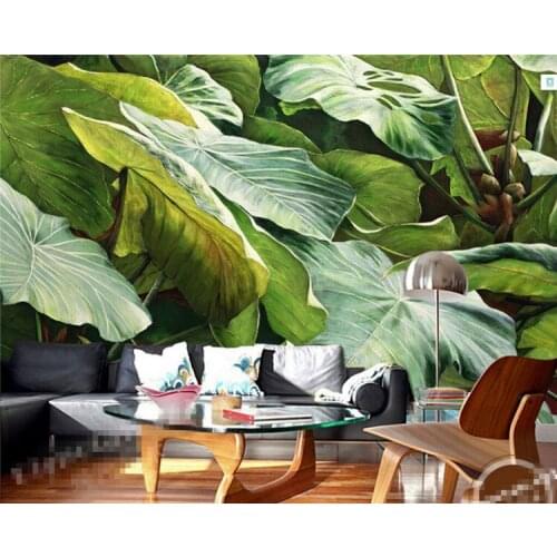 Southeast Asian Style Tropical Rainforest Green Leaves Photo Wallpaper Kitchen Living Room Restaurant Modern Simple Home Decor