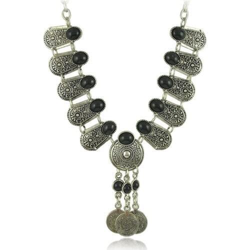 LosoDo European and American Vintage ethnic style Peacock Necklace Turkish National Style Pattern Carved for women Necklace