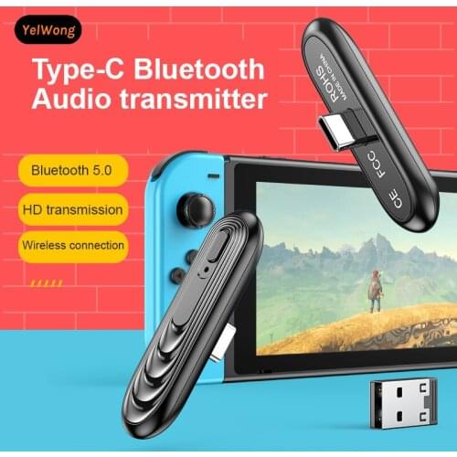 YelWong Switch USB C Bluetooth 5.0 Audio Transmitter Wireless Low Latency Adapter, 18W Fast Charge, for Nintendo Switch Receiver