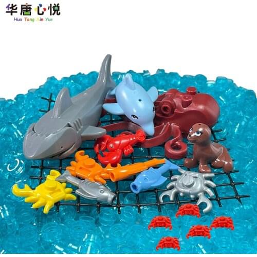 Underwater Animal World Series A Net of Fish Crab Accessories Toys For Children Gift For Friends Animal Educate Building Blocks