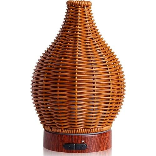 Essential Oil Diffuser Rattan Ultrasonic Diffuser 100Ml Cool Mist Humidifier,15 Lighting Modes For Room,Office