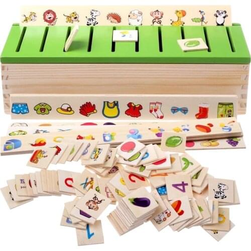 Montessori For Kid Wooden Classification Box Cognitive Matching Kids Classification Early Learn Educational Toys for Children