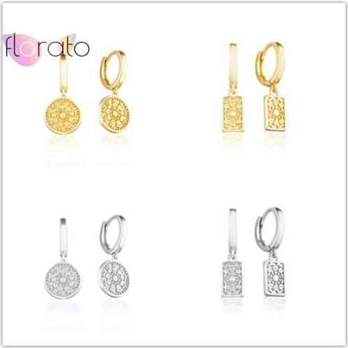 YUXINTOME 925 Sterling Silver Rectangle Circle Hoop Earrings For Women Geometry Drop Dangle Huggie Earrings Party Jewelry Gifts