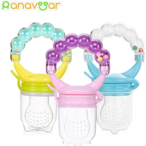 Baby Nipple Fresh Food Fruit Milk Feeding Bottles Nibbler Learn Feeding Drinking Water Straw Handle Teething Pacifier with bell