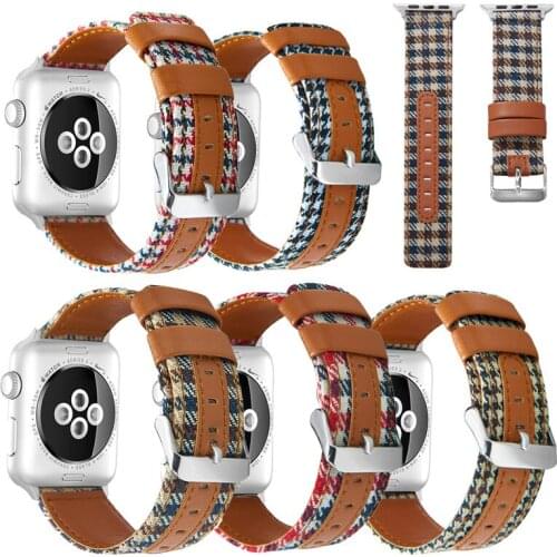 Fabric Leather Strap 44/40mm for Apple Watch 6 5 44/40mm Cloth Replacement Bracelet for iwatch 4/3/2/1 38/42mm Watchband