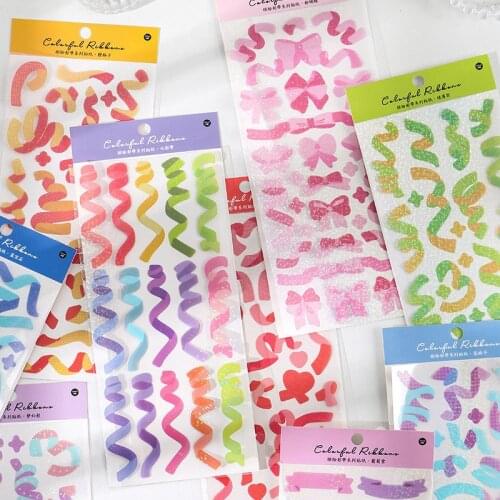 Creative Ins Colorful Ribbon Series Laser Sticker DIY Scrapbook Mobile Diary Stationery Party Gift Decoration Paper