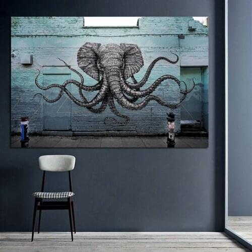 COctopus Tentacles Vintage Posters and Prints Elephant Wall Art Picture Abstract Canvas Painting Home Wall Decor