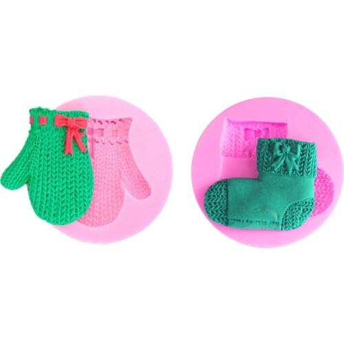 Knitted Gloves Cooking Tools Christmas Wedding Decoration Silicone Mould Fondant Sugar Bow Craft Molds Diy Cake Decorating