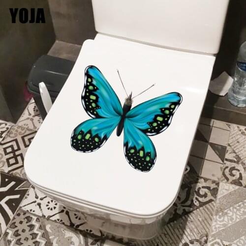 YOJA 22.8×20.3CM Delicate Blue Butterfly Living Room Decoration Wall Decal Creative WC Toilet Stickers T1-2805