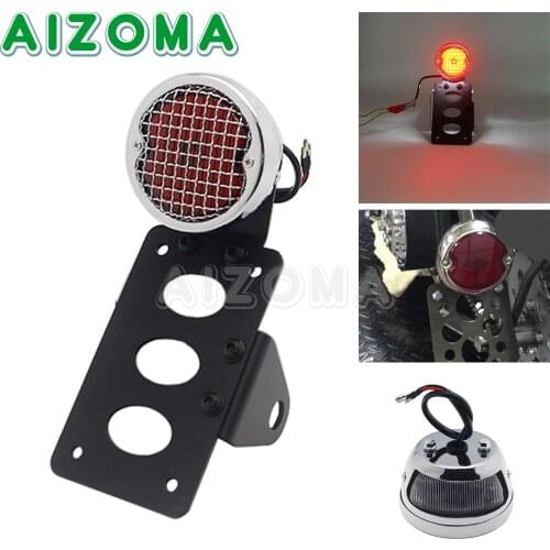Motorcycle Retro Rear Brake Stop Light Lamp Side Mount License Plate Bracket For Harley Sportster Bobber CB750 XS650 Tail Light