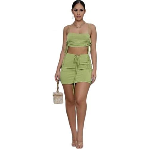 Ribbed Patchwork Two Piece Sets Off Shoulder Tank Top And Skirts Women Skinny Vintage Streetwear Co-ord Outfits Club