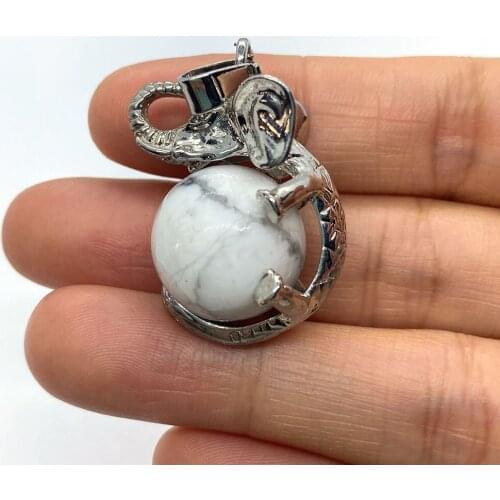 ZV Natural Lapis Pendant For Charms Jewelry Elephant Dangle For Women Hug Ball Crystal DIY Simple Gift For Best Friend