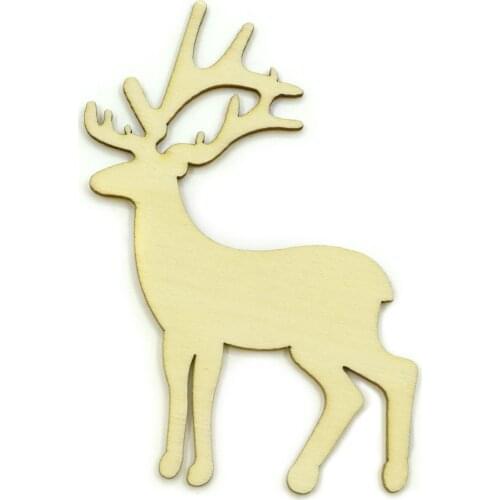 10pcs/lot Blank unfinished wooden Sika deer crafts supplies laser cut rustic wood wedding DIY 86*49mm 1131
