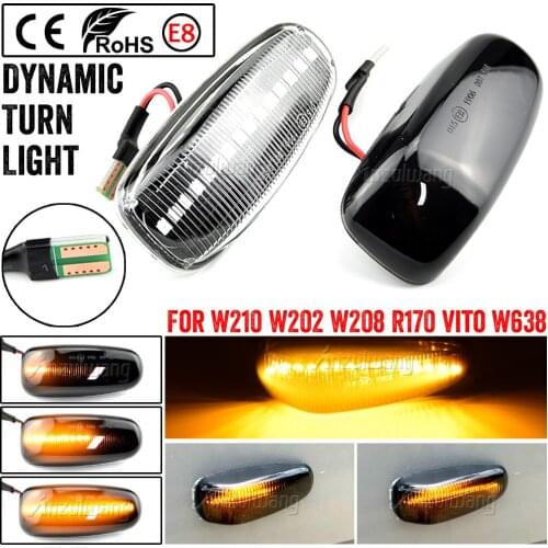 2 x For Mercedes-BENZ E-Class W210 C-Class W202 W208 Led Dynamic Side Marker Turn Signal Light Sequential Blinker Light