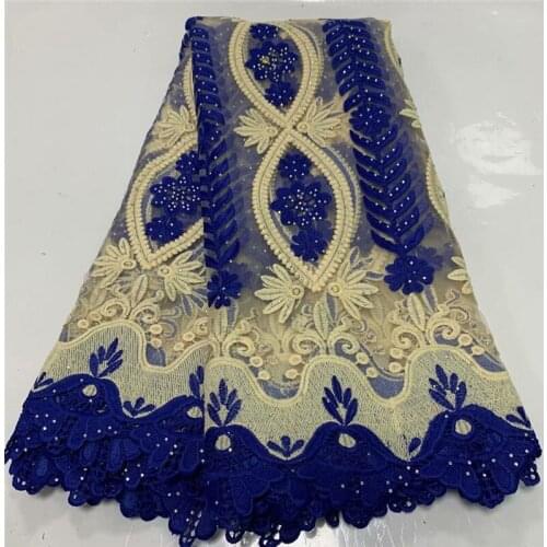 Nigerian Lace Fabric 2020 High Quality Lace Beaded Lace Fabric Wedding African With Beads Nigerian French Lace Fabric 2L68-56