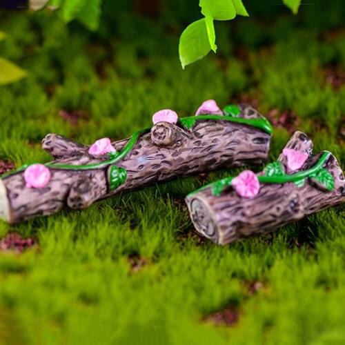 4Pcs/set Beautiful Peach Blossom Morning Glory Tree Stump Resin Miniatures Fairy Garden Decoration Bonsai Landscape Ornament
