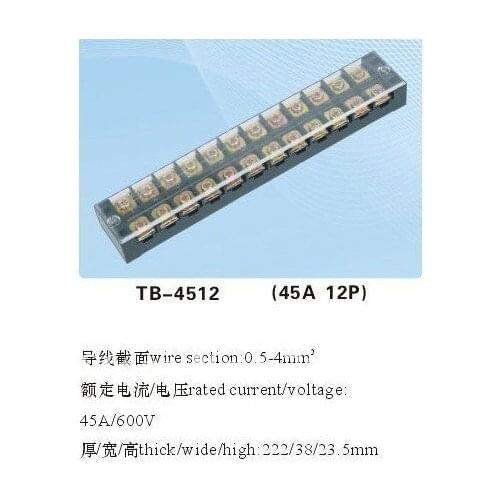 5pcs 600V 45A Double Row 12 Position Terminal TB4512