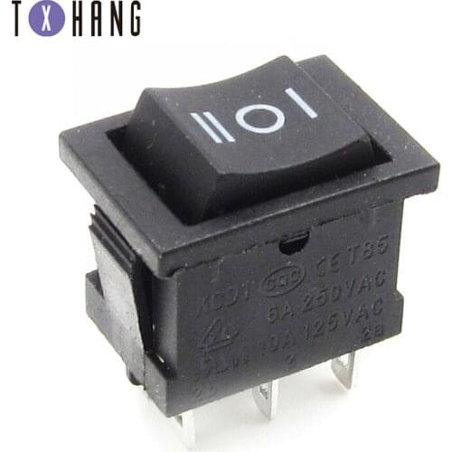 5PCS black Rocker Switch Power Switch ON-OFF-ON 3 Position 6 Pins No lights 6A 250VAC/ 10A 125VAC diy electronics