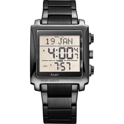 Arabic Man Qibla watch 3atm Waterproof Round Alloy luxury Digital Sport Multi-function Muslim Azan Watch
