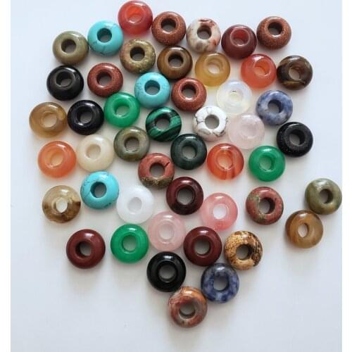 2020 50pcs mixed Big Hole Beads for Jewelry Making Natural Stone 14mm Spacer Beads Bracelet Necklace Pendant Accessories Charms