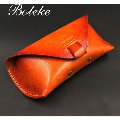 Genuine Leather Glasses Case Box Handmade Hard Waist Bag Women Belt Bag Man Belt Pouch Eyeglasses Cases Eyewear Holder
