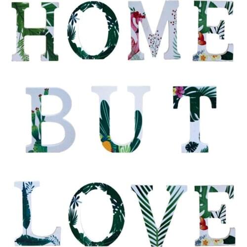 Wooden A to Z Letter English Alphabet Ornament DIY Free Standing Tropical Plant Decorative Letters Wedding Party Home Decor