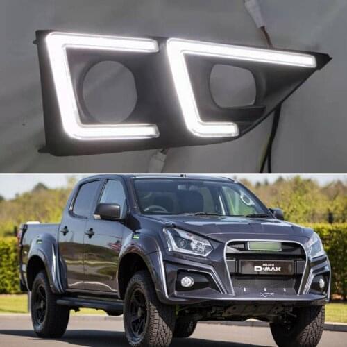 DNO LED Daytime Running Headlamps For ISUZU D-max DMAX XTR 2020 Auto Daylights Yellow Turn Signal12V Car Foglamp