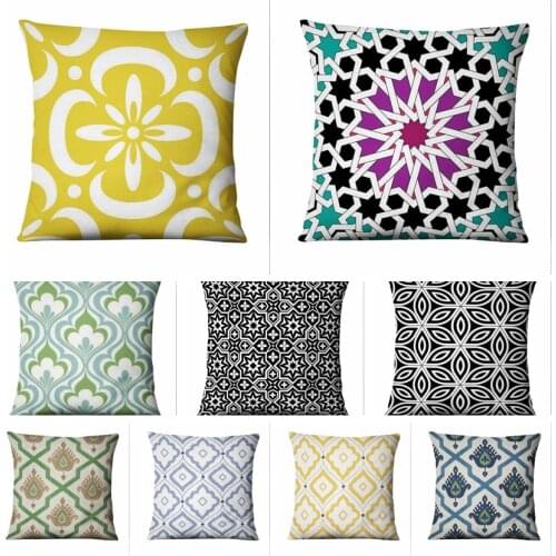 European Classic Ikar Pattern Printed Thin Linen Pillowcase Abstract Geometry Cushion Decorative Pillow Almofadas Decorativas