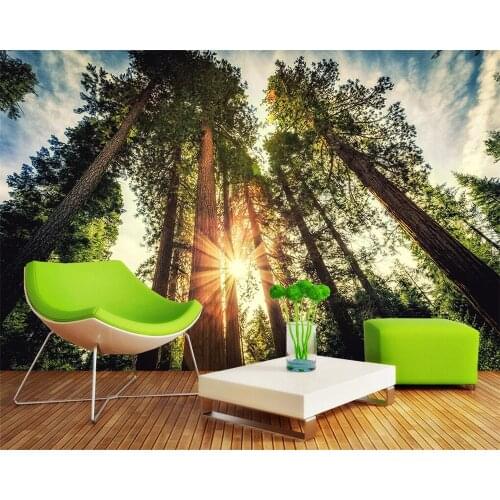 Beibehang Natural scenery sunshine forest woods photo wallpaper 3d living room bedroom TV background wallpaper for walls 3 d