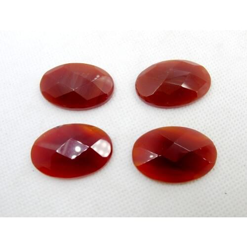 Natural stone Cabochon 2pcs/lot 20*30mm Red Agates Faceted Oval Bead Cabochon,Red Carnelian Jewelry Cabochon ring face