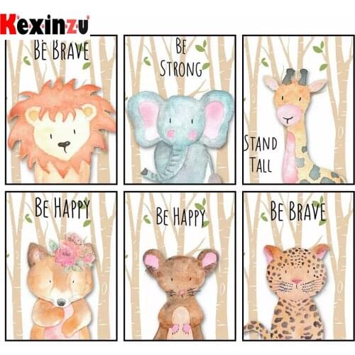 Kexinzu Full 5D Square Round Drill Diamond Painting Kit Cross Stitch Animal Lion Bear 5D Mosaic Embroidery Handmade Home Decor