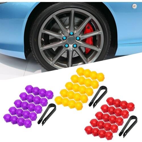 20pcs 17mm Caliber Car Tire Wheel Hub Trims Nut Caps Bolt Screw Covers Decoration Exteral Off Road 4x4 Automobile Accessories