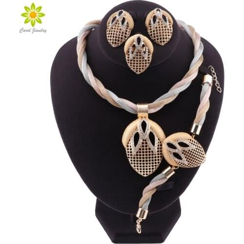 Dubai Gold Color Jewelry Sets Costume Design Nigerian Wedding Jewelry Women Fashion African Beads Jewelry Set