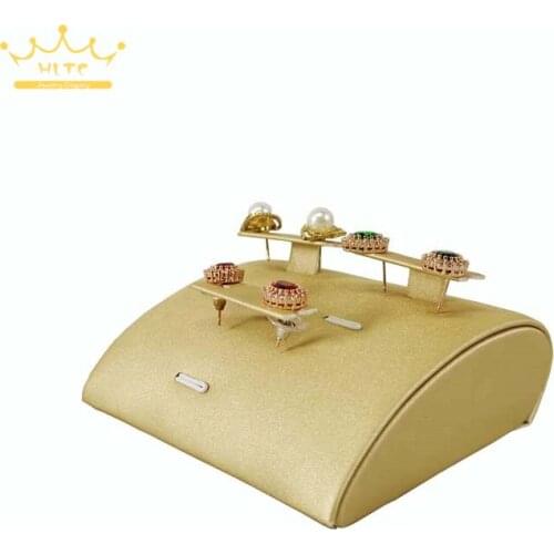 Creative 3Pairs Earring Ear Studs Jewelry Showcase Drop Shape Gold PU Jewelry Display Stand Resin Stud Organizer Holder Stand