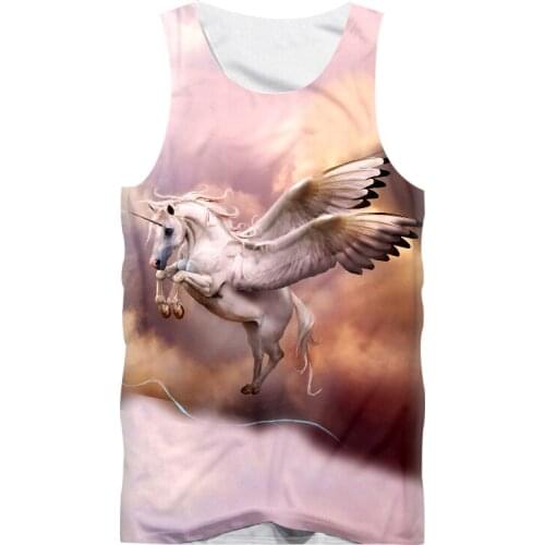 Summer Sexy Men Tank Top Sleeveless Boy Bodybuilding Undershirt Fashion Tanktop Anime Dream Unicorn 3D Print Fitness Vest