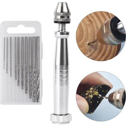 Mini Hand Drill Jewelry Tools Drill Bits 0.8-3mm Hand Pin Hole Drill Jewelers Drilling Holes For DIY Wood Epoxy Resin Crafts
