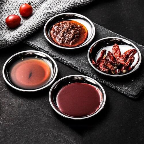 Stainless Steel Sauce Dishes, 5Pcs Small Seasoning Dishes Round Soy Sauce Dipping Bowls Mini Appetizer Plates Sushi Dipping Bowl