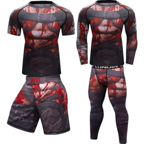 Mens Compact T-Shirt and Sports Pants, Mens Mma Rashguard Boxing Muay Thai Kickboxing Fitness Uniform, Sportswear For Jiu Jits