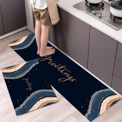 Anti-wrinkle Kitchen Mat Non-slip Long Rug Dust-proof Entrance Doormat Water Absorption Floor Carpet for Bathroom Balcony